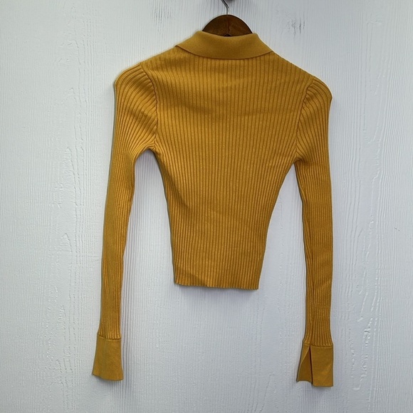 Abercrombie & Fitch - Ribbed Yellow Button Down Long Sleeve Collared Sweater XS - Picture 8 of 8